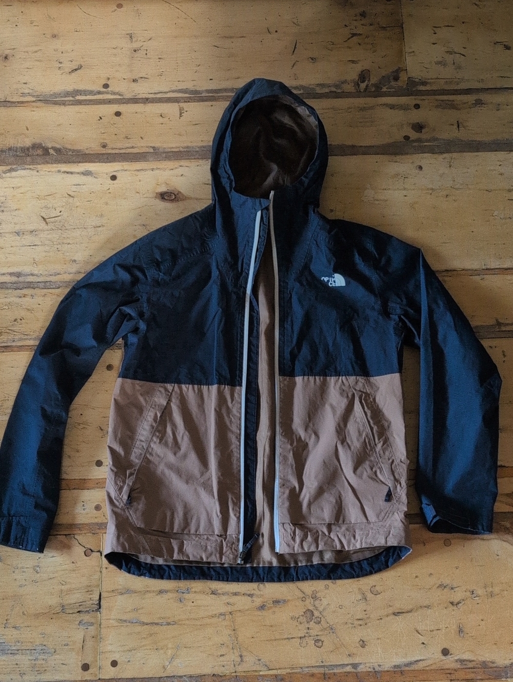 The North Face Men’s Black and Brown Hooded Rain Jacket